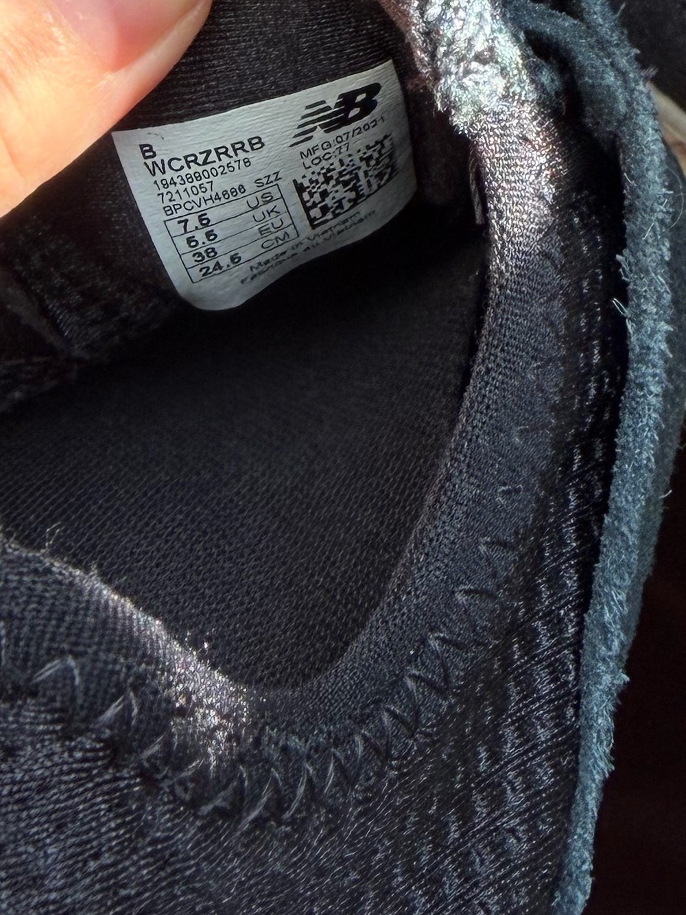 New Balance Black Knit Lace-Up Sneakers with Tan Logo Tab - Picture 5 of 5